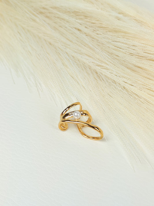 Ear Cuff acciaio dorato Mono Perla