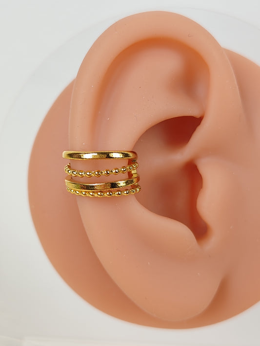 Ear Cuff acciaio dorato 4 fili