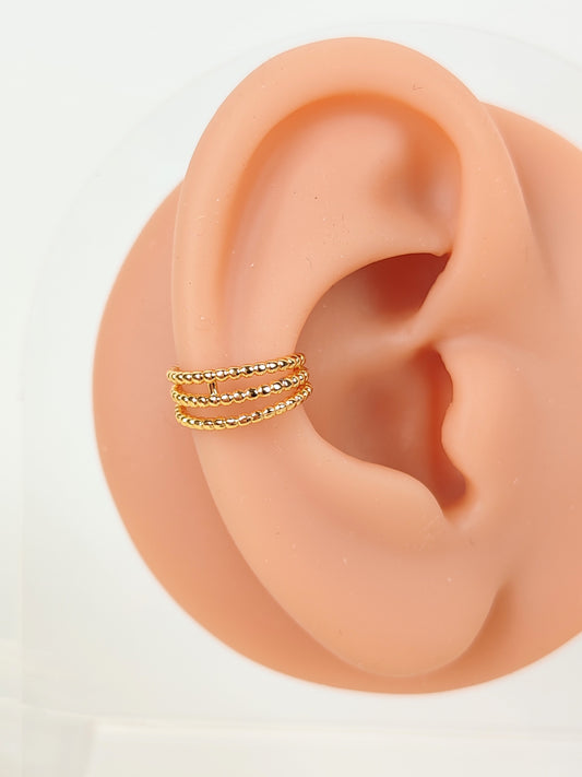 Ear Cuff acciaio dorato 3 fili