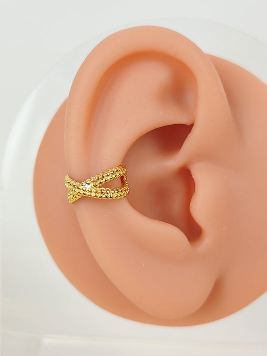 Ear Cuff acciaio croce martellata