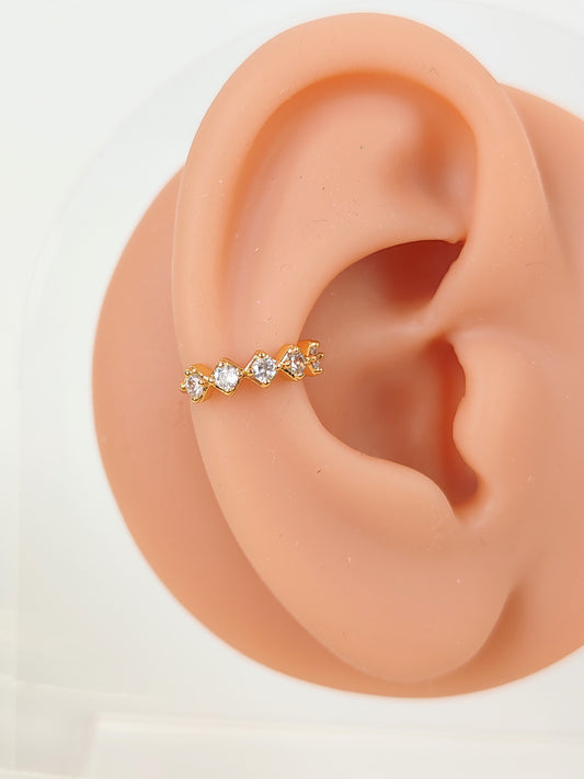 Ear Cuff acciaio zirconi rombo