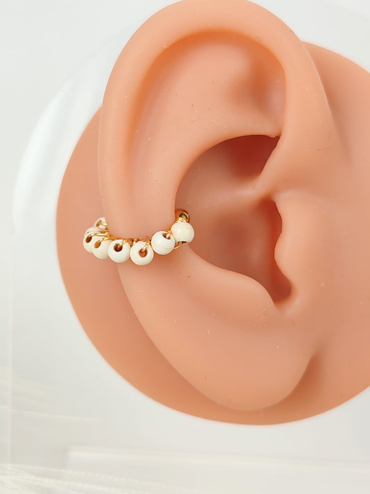 Ear Cuff perline bianche