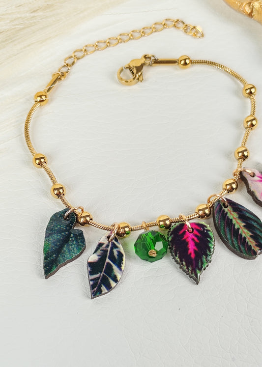 Bracciale acciaio "Foglie"