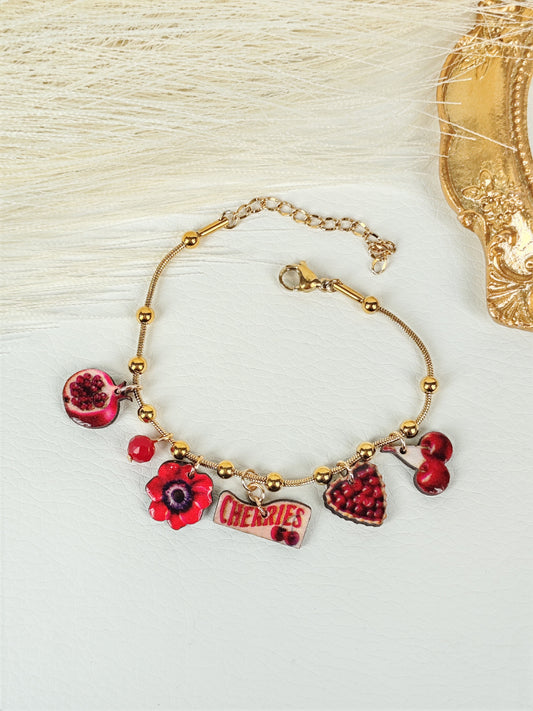 Bracciale acciaio "Rosso Ciliegia"
