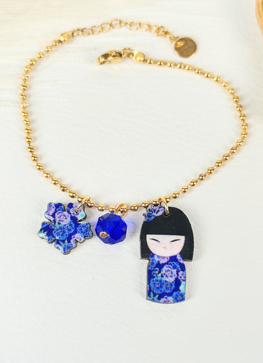 Bracciale acciaio Kokeshi Blu