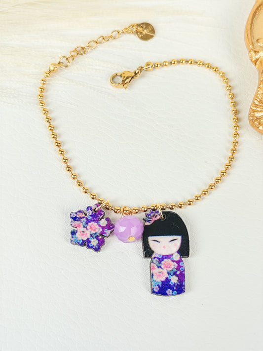 Bracciale acciaio Kokeshi Violetta