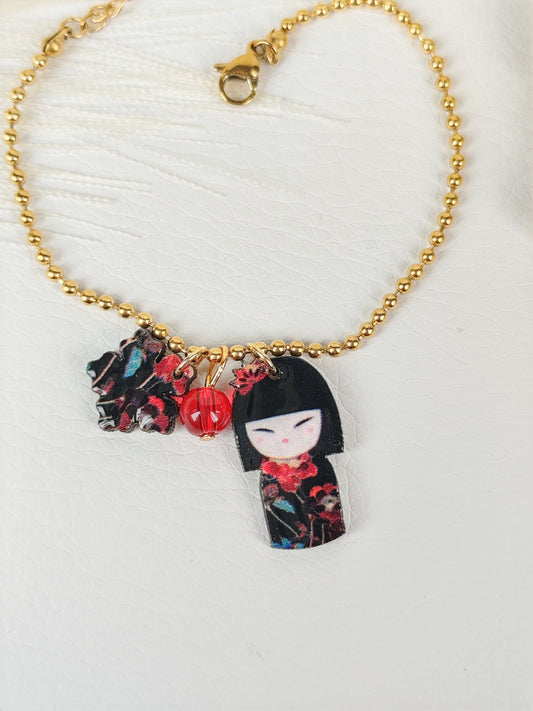 Bracciale acciaio Kokeshi Red