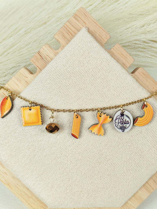 Collana in acciaio "I love pasta"