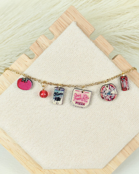 Collana in acciaio "I love pizza"