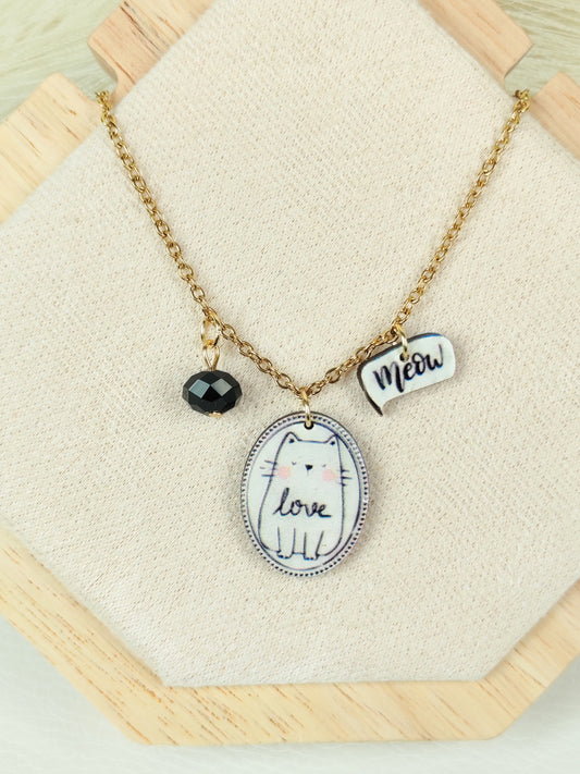 Collana in acciaio Gatto 02