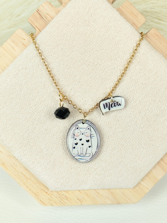 Collana in acciaio Gatto 04