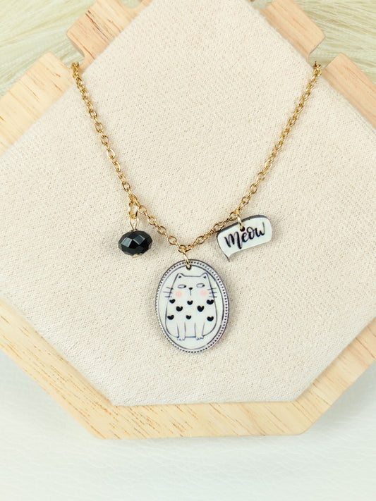 Collana in acciaio Gatto 06