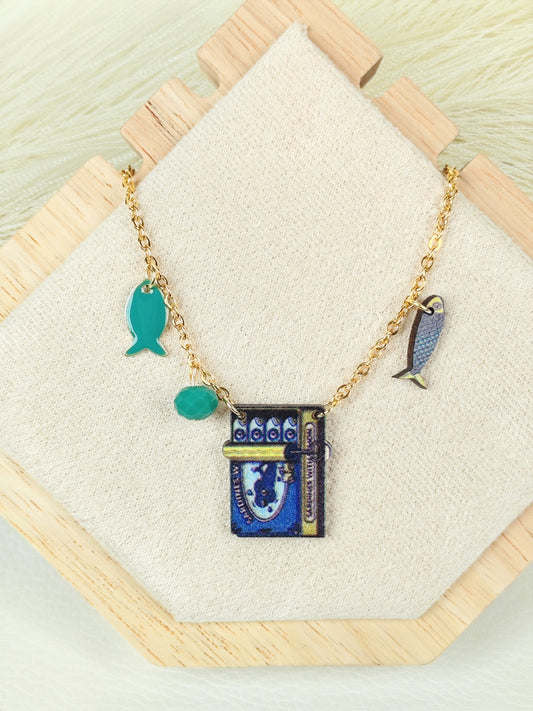 Collana in acciaio Sardine Turchese