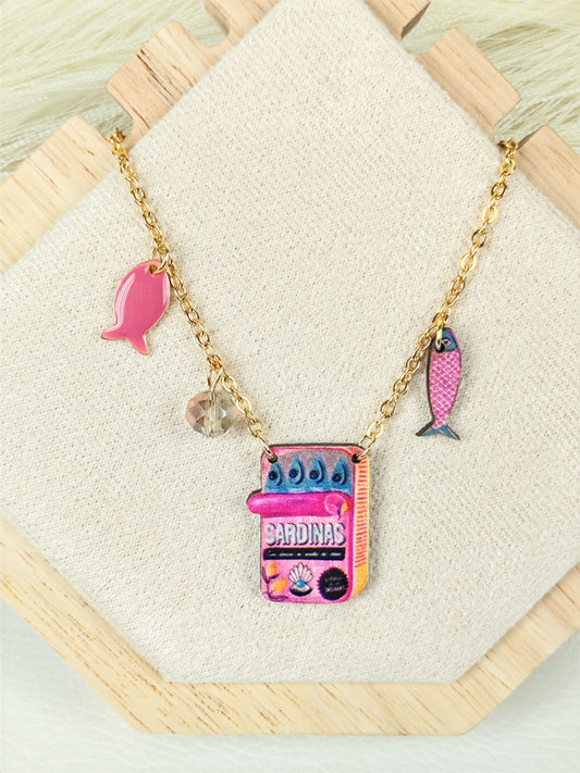 Collana in acciaio Sardine Rosa