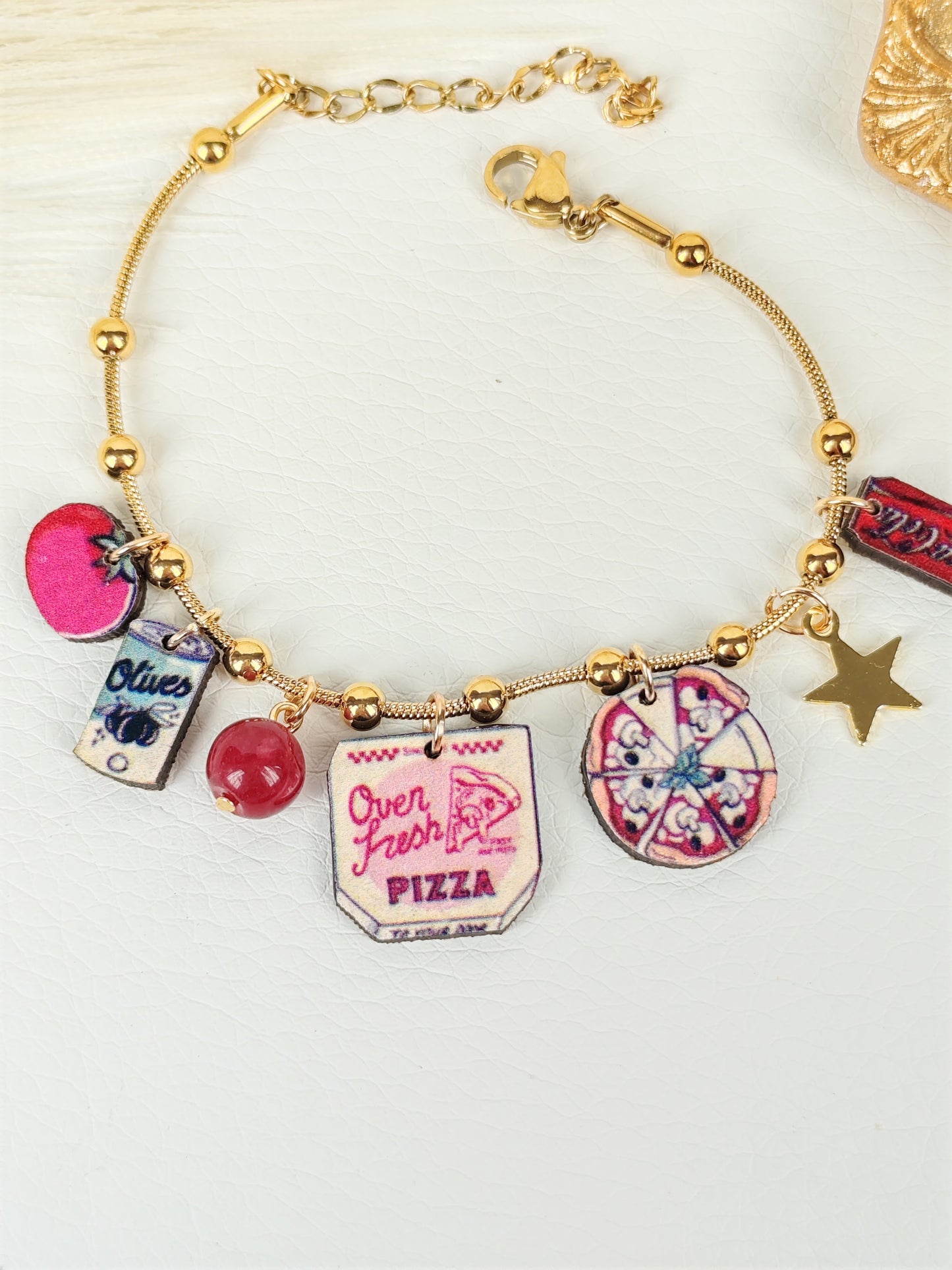 Bracciale acciaio "I love pizza"