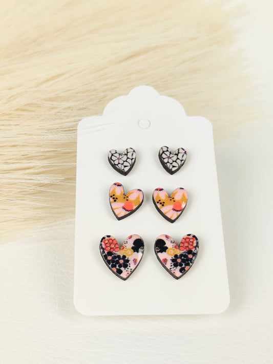 Tris Orecchini Cuoricini Flower