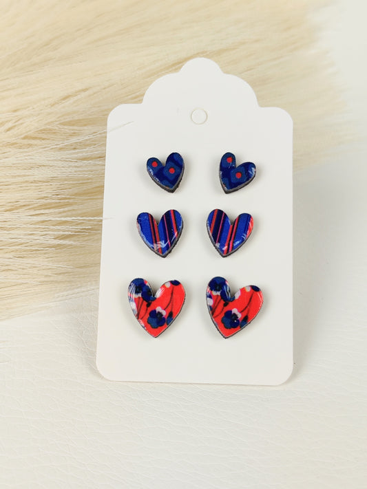 Tris Orecchini Cuoricini Arancioblu