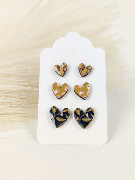 Tris Orecchini Cuoricini Verde vintage