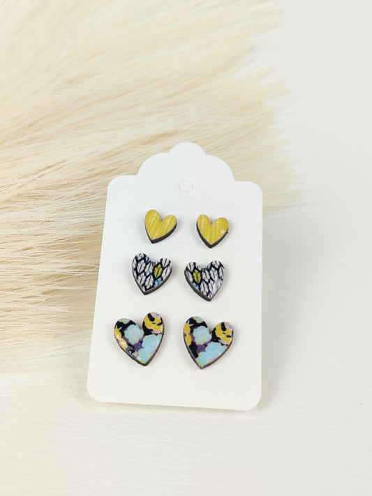 Tris Orecchini Cuoricini verde acido