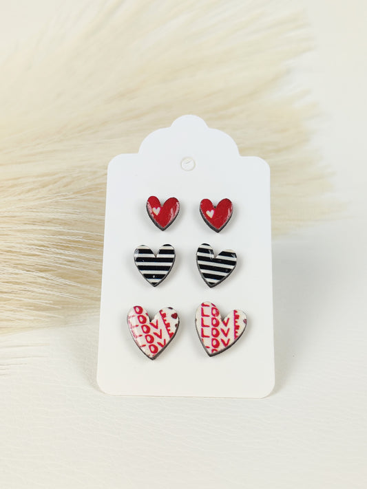 Tris Orecchini Cuoricini Love