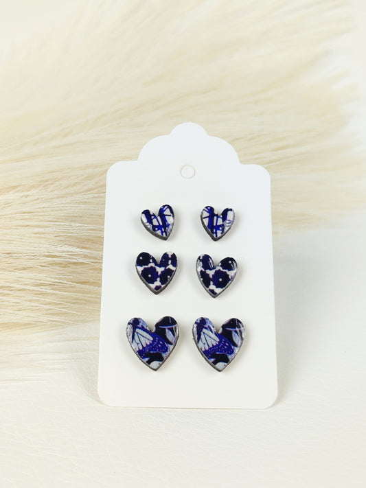 Tris Orecchini Cuoricini Blue spirit