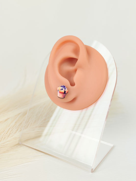 Orecchini a lobo muffin mirtilli