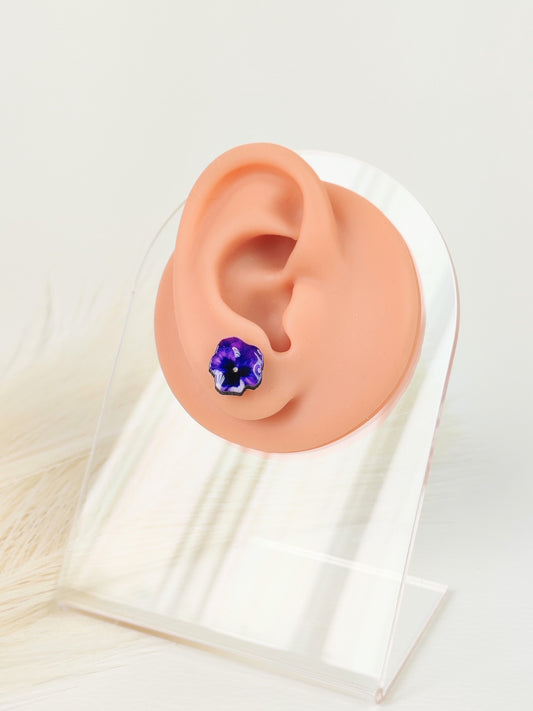 Orecchini a lobo viola del pensiero