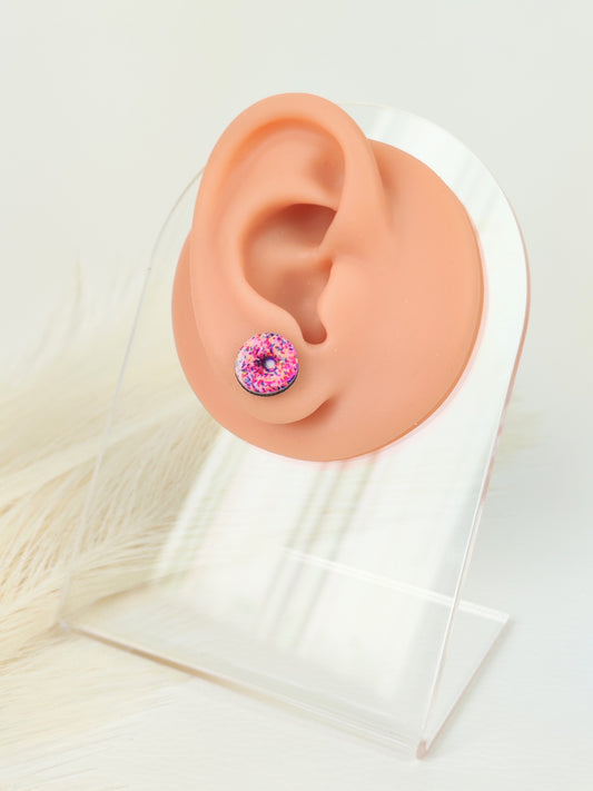 Orecchini a lobo donut rosa