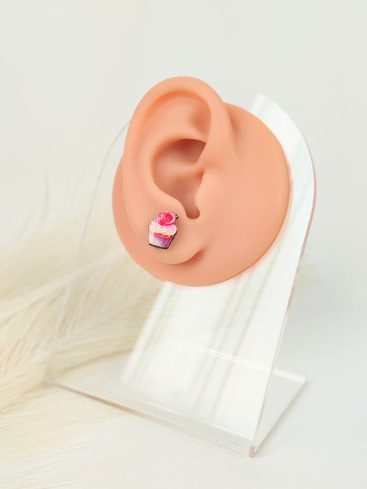 Orecchini a lobo cupcake rosa