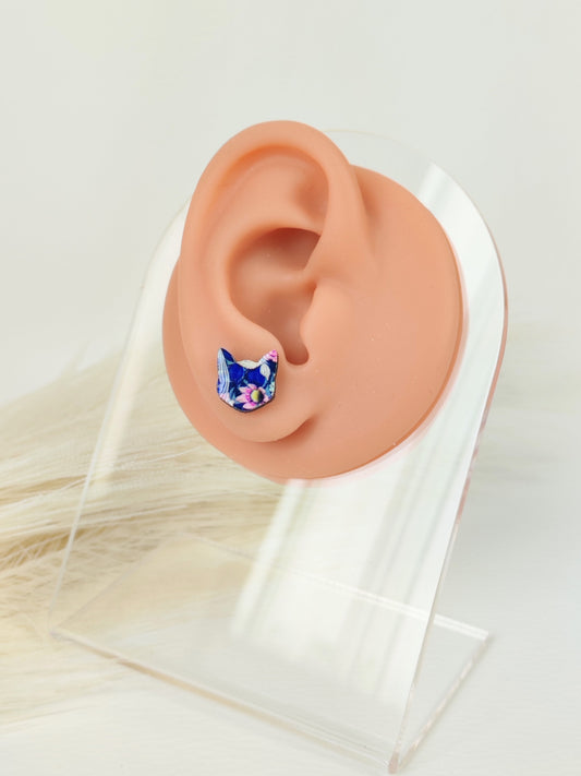 Orecchini a lobo Gatto Blu flower