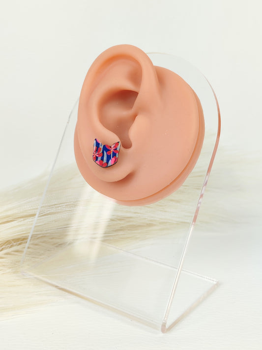 Orecchini a lobo Gatto blu&rosso