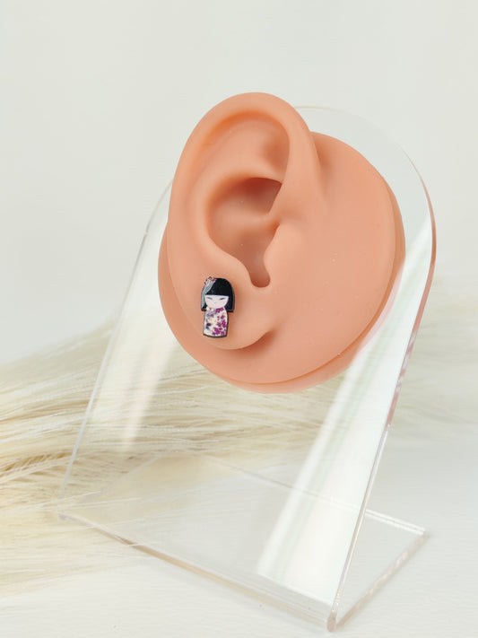 Orecchini a lobo kokeshi 4