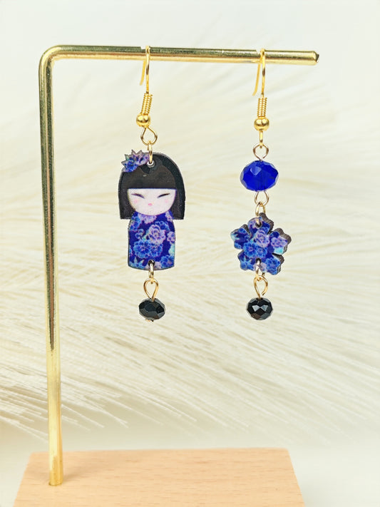 Orecchini Kokeshi blu