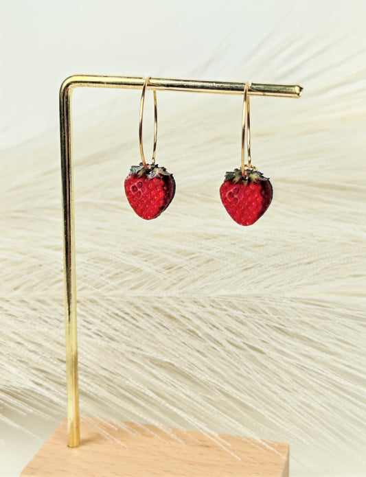 Orecchini a cerchio fragole