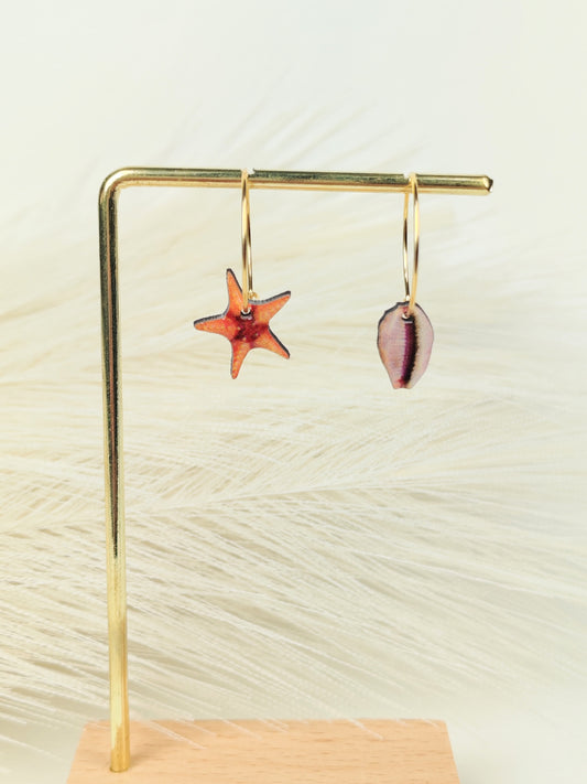 Orecchini a cerchio stella marina