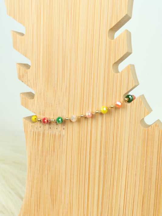 Cavigliera in acciaio con cristalli colorati