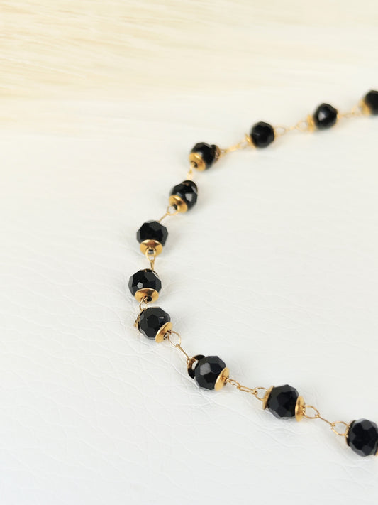 Bracciale acciaio cristalli neri 4mm