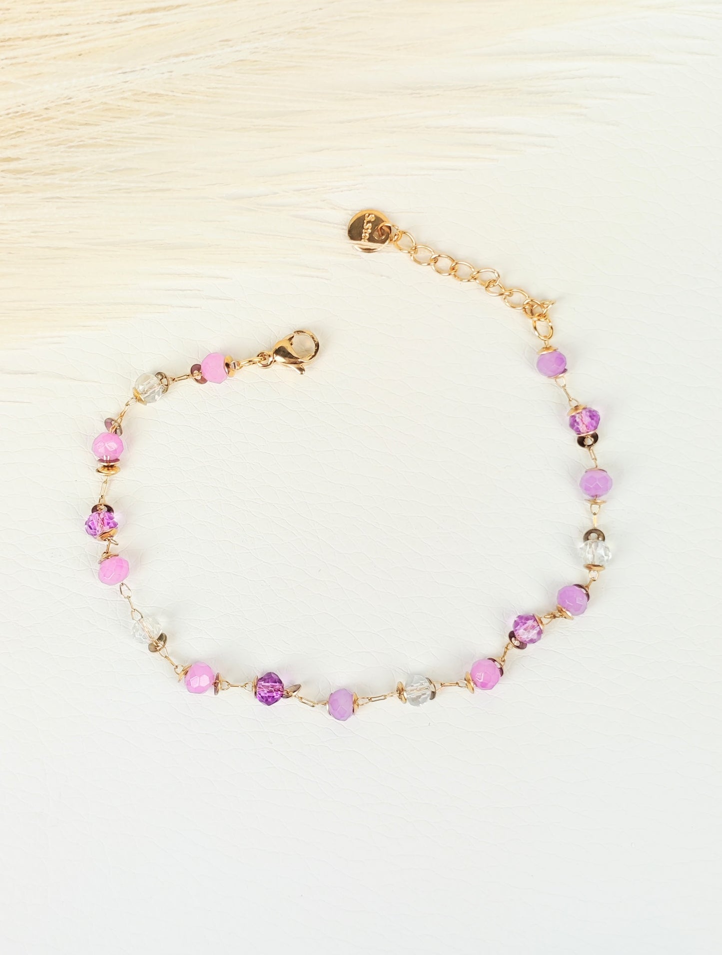 Bracciale acciaio cristalli lilla 4 mm