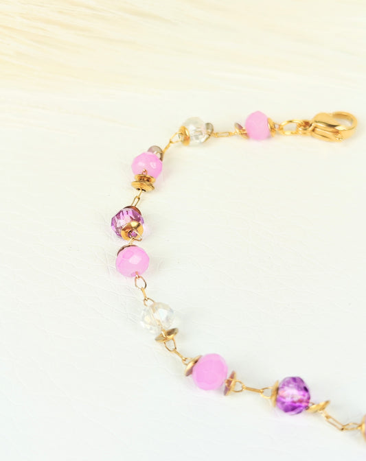 Bracciale acciaio cristalli lilla 4 mm