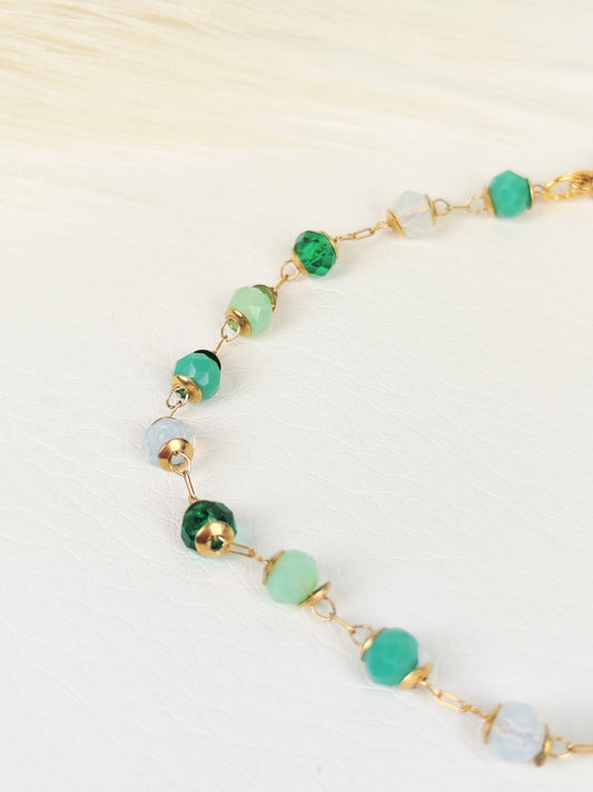 Bracciale acciaio cristalli verde turchese 4 mm