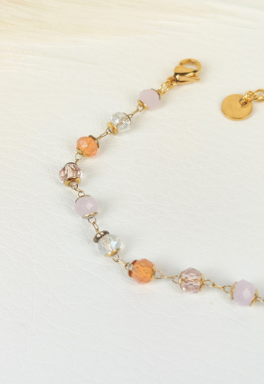 Bracciale acciaio cristalli rosa 4mm