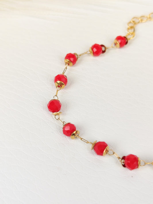 Bracciale acciaio cristalli rossi 4 mm