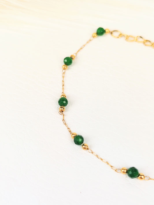 Bracciale acciaio cristalli verdi 2 mm