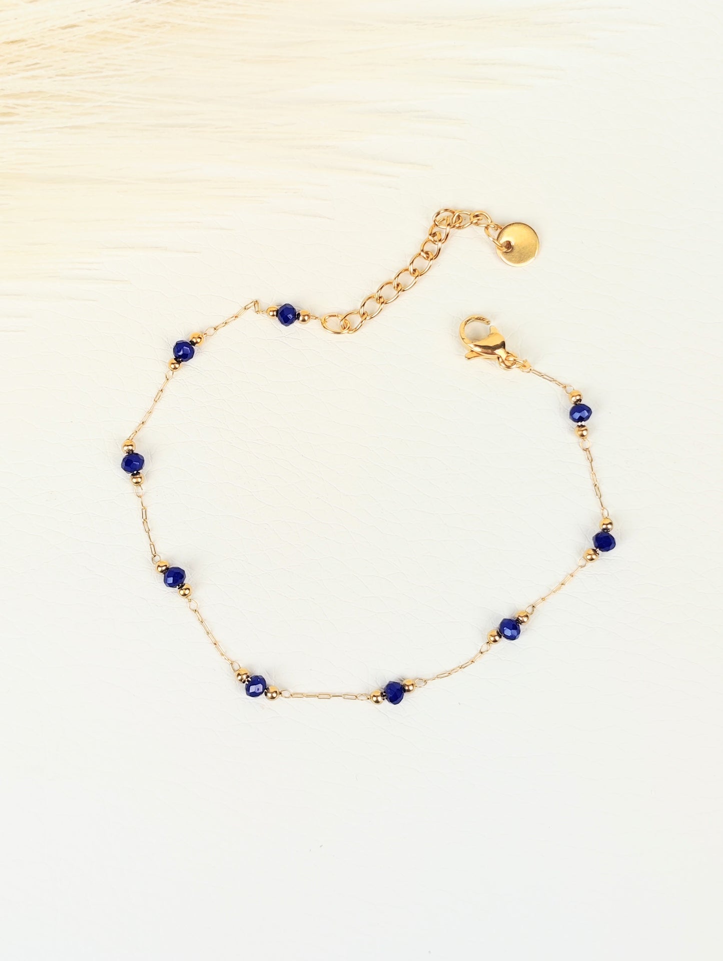 Bracciale acciaio cristalli blu 2 mm