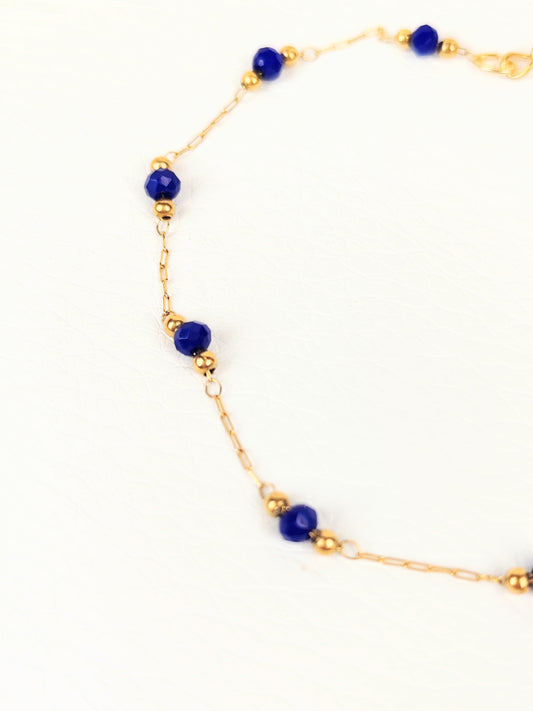 Bracciale acciaio cristalli blu 2 mm