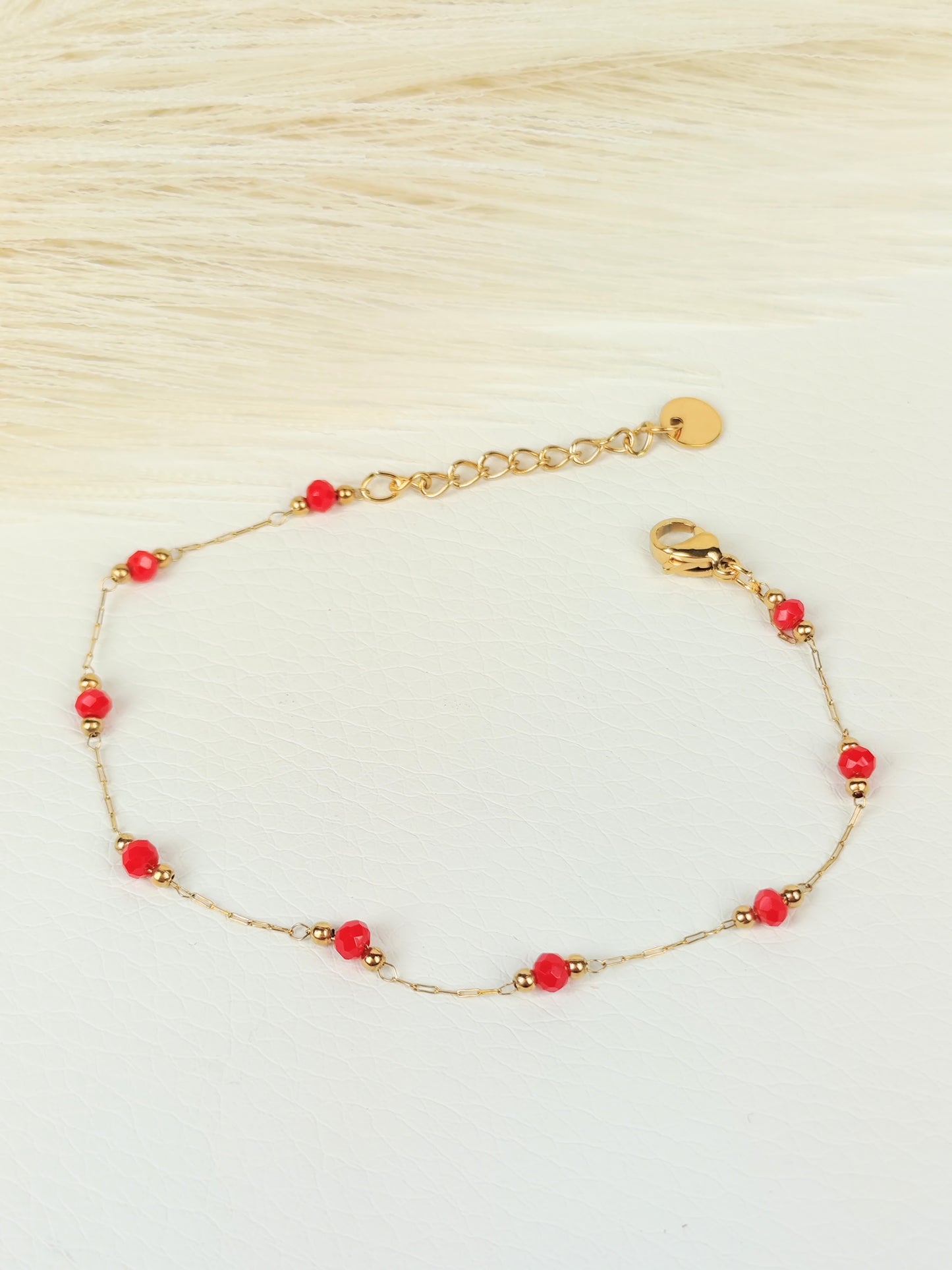 Bracciale acciaio cristalli rossi 2 mm