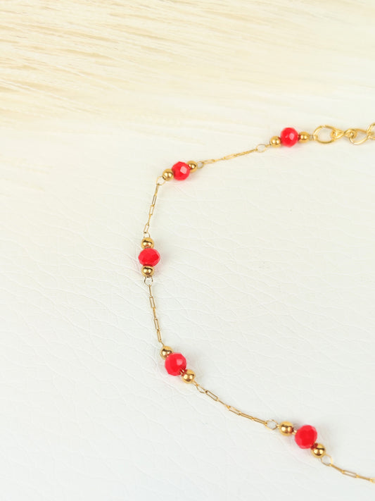 Bracciale acciaio cristalli rossi 2 mm