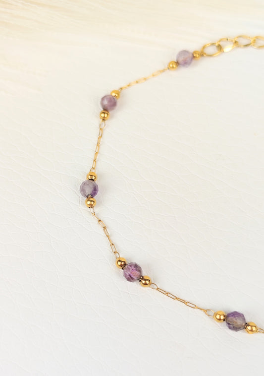 Bracciale acciaio cristalli viola 2 mm