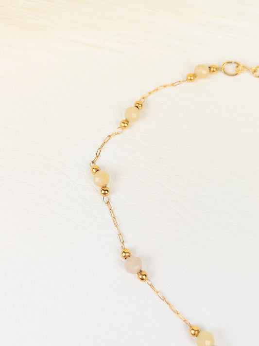 Bracciale acciaio cristalli beige 2 mm