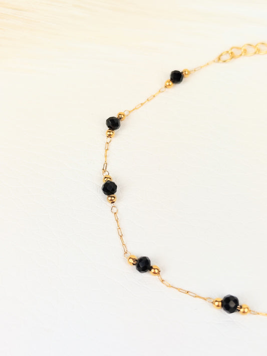 Bracciale acciaio cristalli neri 2 mm